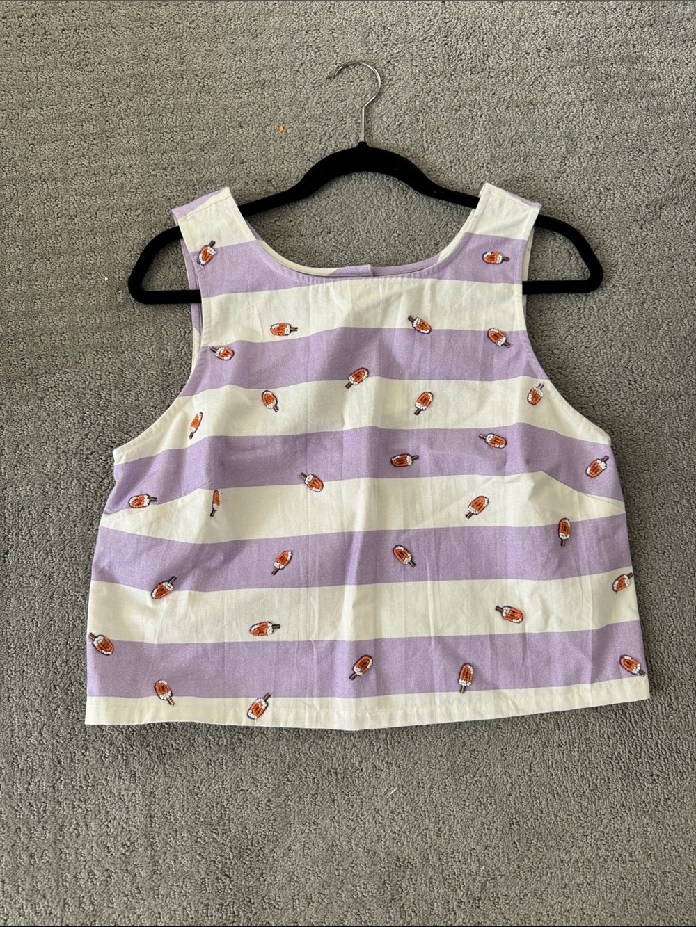 NWT Maeve Lavender & White Striped Cotton Tank Top with Popsicle Print Size M